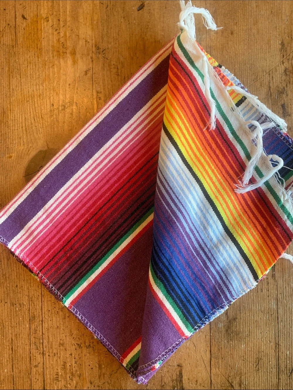 Vibrant Striped Table Runner and Napkin Set - Purple Multicolor